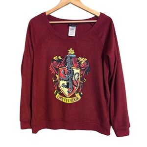 Harry Potter Gryffindor Burgundy Fleece Crew Neck Sweatshirt/PJ  Top Women Sz L
